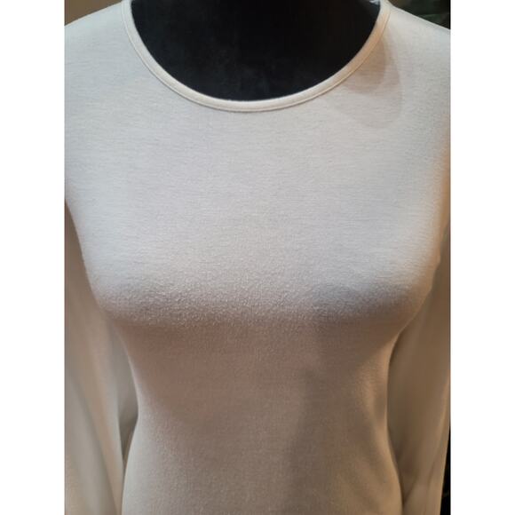 Chicos Top Women's Size L White Stretch Rayon Spandex Long Sleeve Knit Blouse - Picture 5 of 12